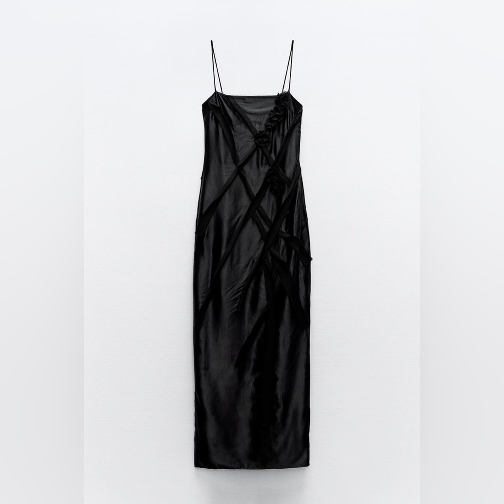New Zara Leaf satin effect dress. Luxury blogger’s fav. XS 🔥✨✨✨ - Picture 3 of 9